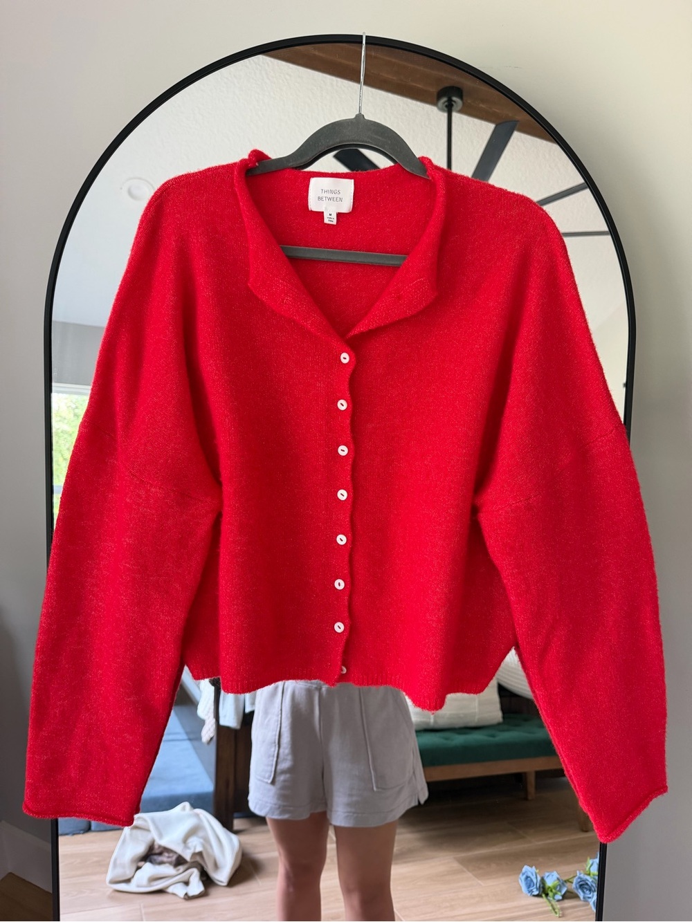 Women’s Red Button-Front Sweater Cardigan
